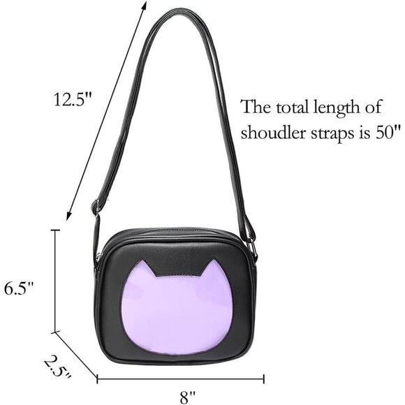 Women Purple Ita Bag Crossbody Cat Small Ita Purse Pin Display Bag with Insert - Picture 4 of 8